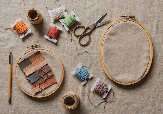 Материалы для вышивки: нитки и пяльцы